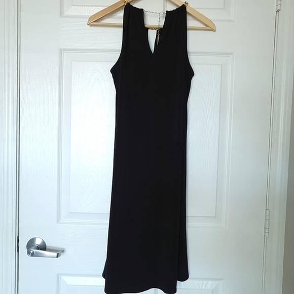 MICHAEL Michael Kors Sleeveless Gold Chain Neck High-Low Dress - Picture 2 of 11